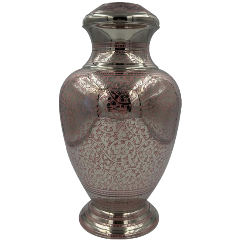 Aluminium-Messing Urne – Florale Ornamente