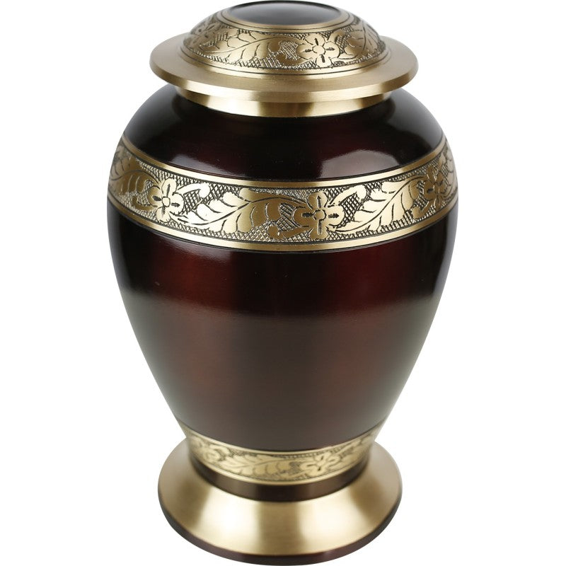 Aluminium-Messing Urne – Mahagoni-Gold Eleganz