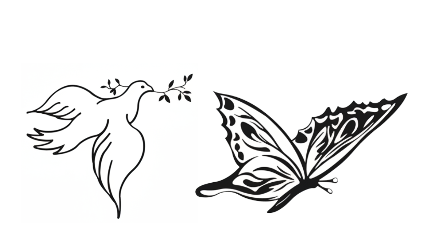 Ornamente - Tiere (Tauben & Schmetterlinge