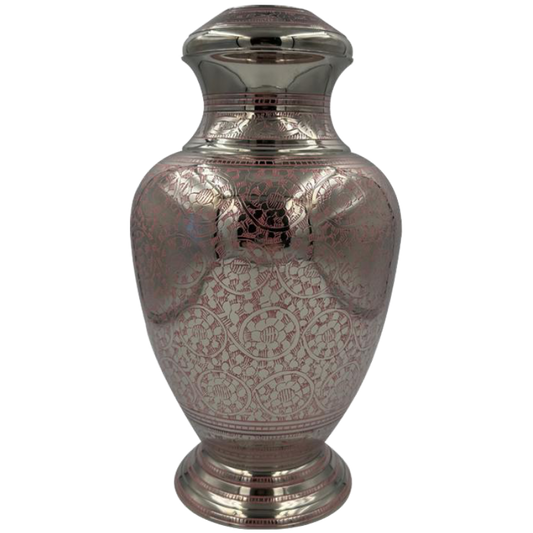 Aluminium-Messing Urne – Florale Ornamente