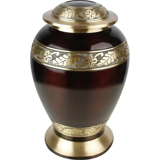 Aluminium-Messing Urne – Mahagoni-Gold Eleganz